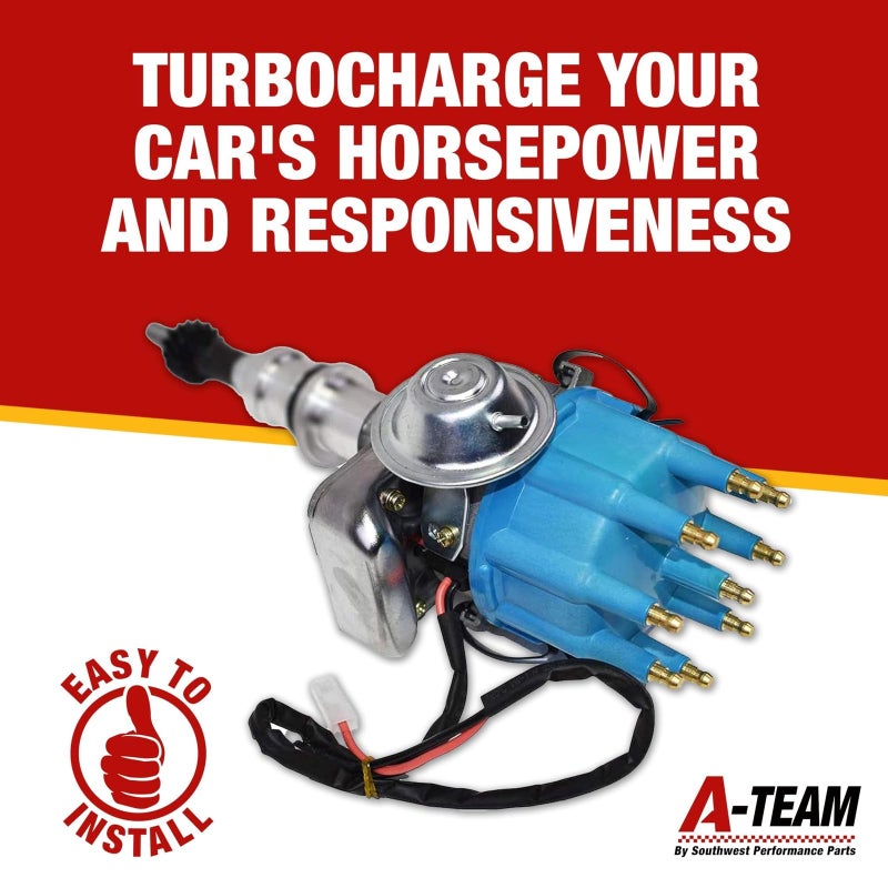 A-Team Performance Ready to Run Distributor - Blue Cap, 5.0 HO Small Block Windsor V8-2-Wire Setup & Distributor Cap Rotor Kit - Compatible with Ford Windsor V8 (221,260,289,302) - Image 4